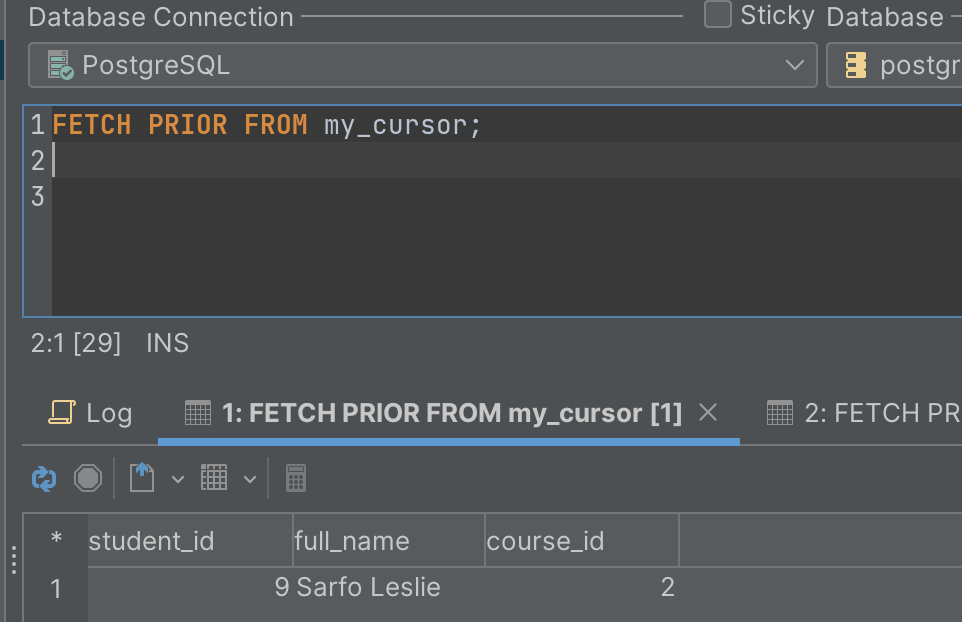 Image 8 - Fetching Data with a PRIOR Direction