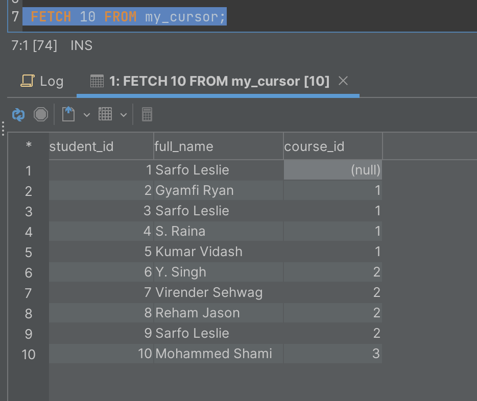 Image 7 - Fetched Data from Table